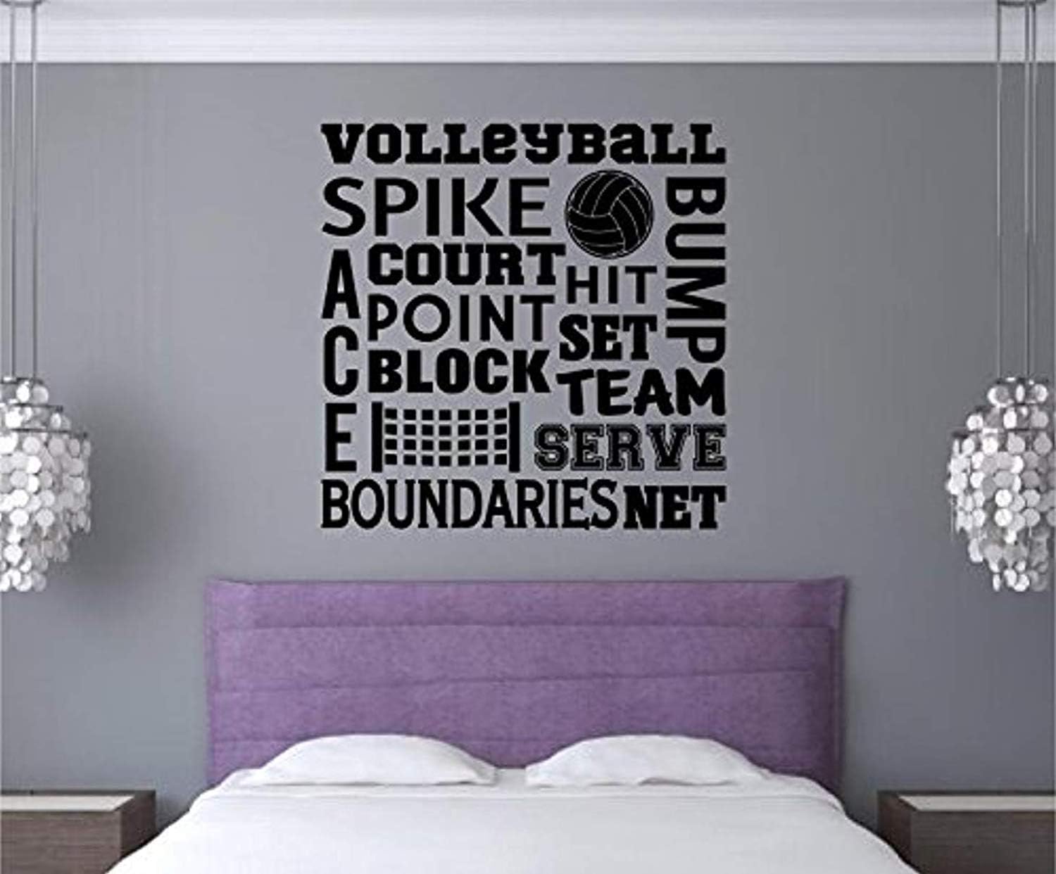 Wall Vinyl Decal Enchantingly Elegant Volleyball Sports Art Words Sticker Lettering Quote Teen Room Decor HDS9612
