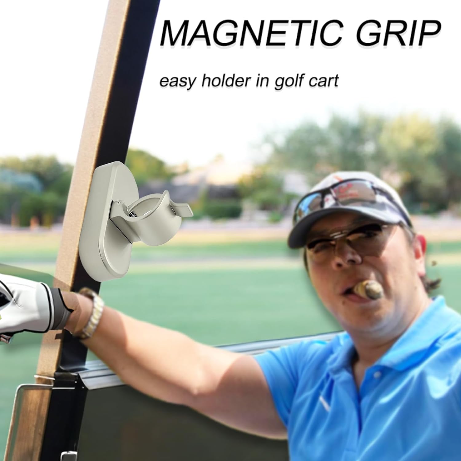 Magnetic Golf Holder Clip for Golf Cart, Stand Clip Hold 30-60 Rings, Golf Gifts for Golfers(Silver Plating)