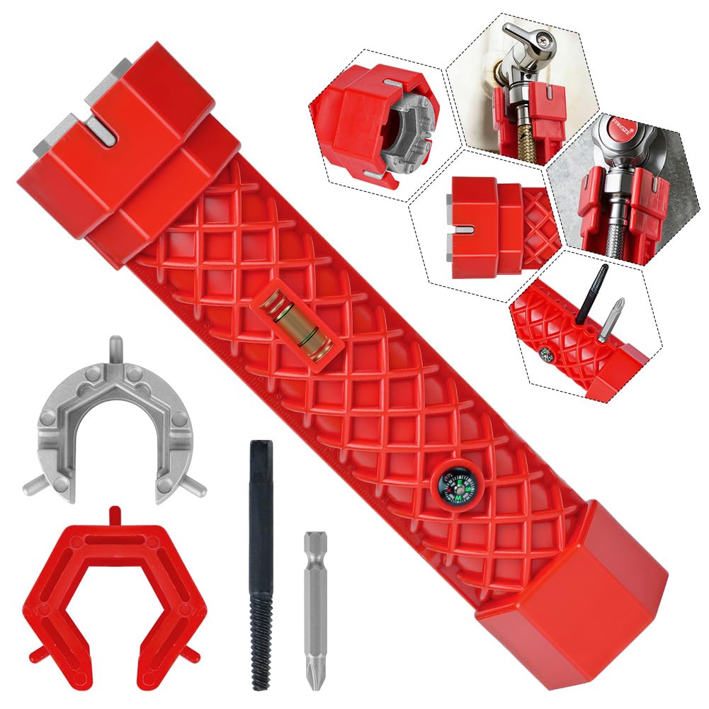 flintronic Llave Apretar Grifo 12 en 1, Llave para Grifo deFregadero, Lla-ve para Fregadero Multifuncional, para Instalar Tuberías Debajo de Baños, Inodoros, Cocinas y Fregaderos, Herramientas