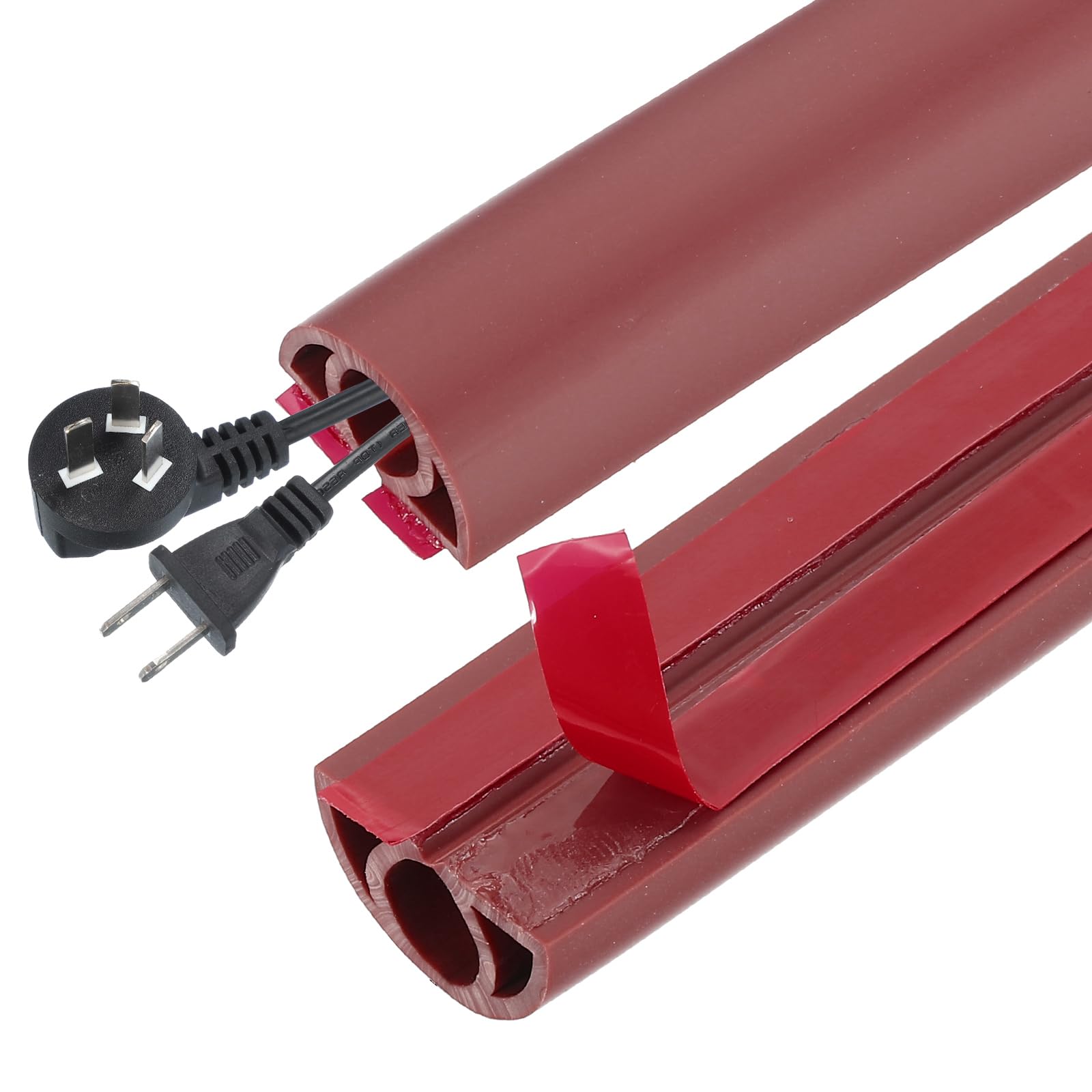 PATIKIL Floor Cord Cover 2 cm x 1 Meters, Self Adhesive Cord Hider Floor Power Cord Protector Extension Cable Management Cable Recess for Offices Exhibitions, Red