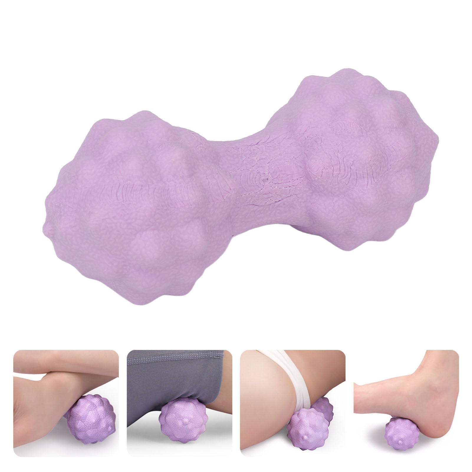 Hidyliu Balle de massage double lacrosse multi-directionnelle en forme d'arachide pour soulager le stress et améliorer la posture Matériau TPR souple 12,5 x 5 cm (violet)