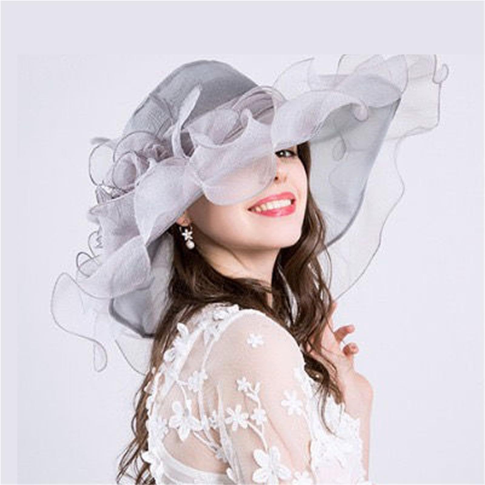 Cappello da Sposa in Organza Trasparente Donna con Velo