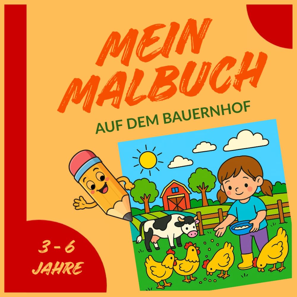 Mein Bauernhof Malbuch für Kinder von 3 – 6 Jahre: 22 einfache Ausmalbilder kombiniert mit einer kurzen Geschichte zum Vorlesen