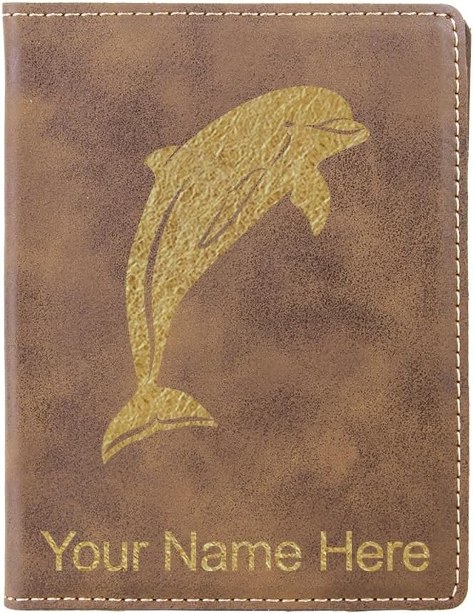 LaserGram Faux Leather Passport Holder, Dolphin, Personalized Engraving Included (Teal)