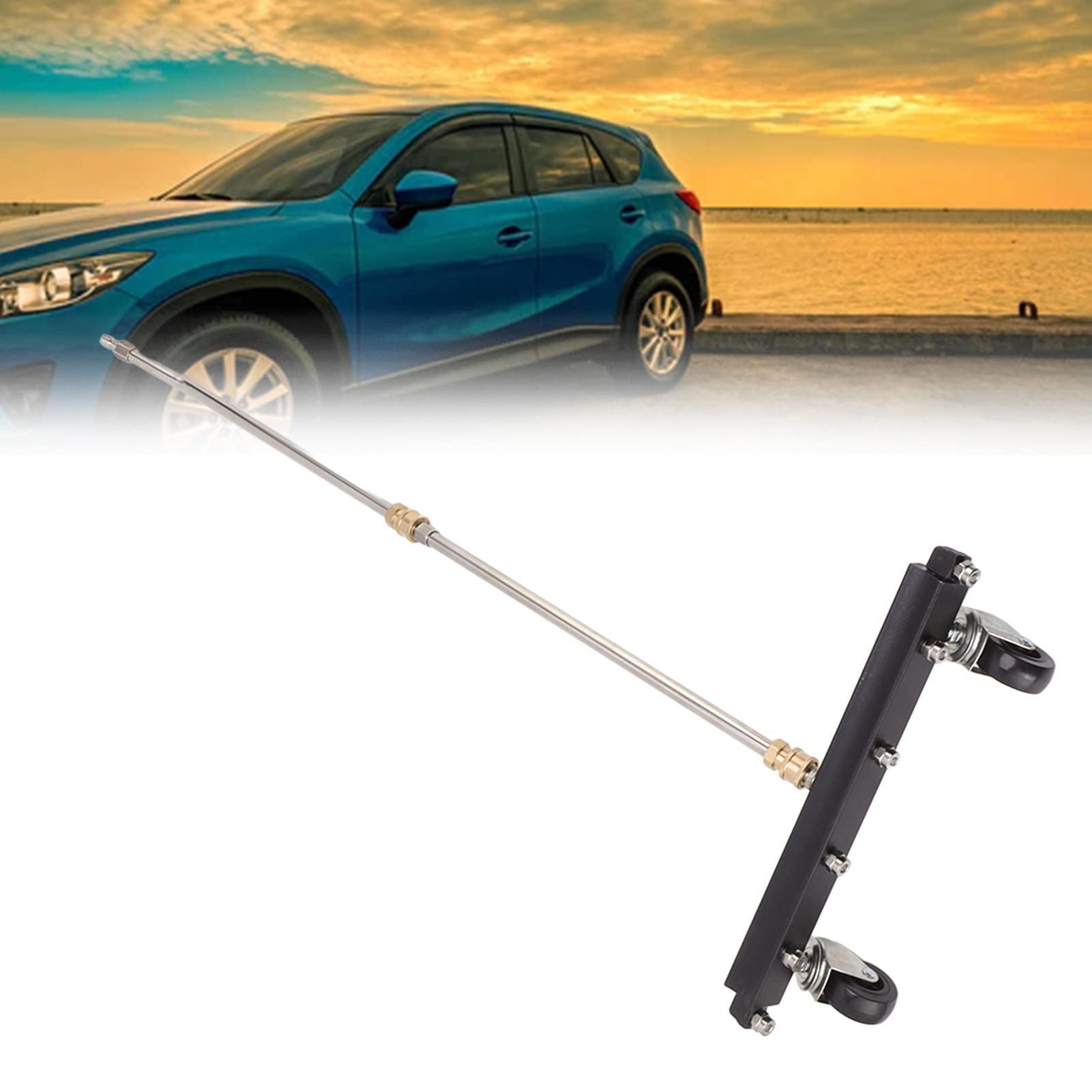AMONIDA Limpiador de Chasis de Lavadora a Presión con 6 Boquillas y 2 Varillas de Extensión para una Limpieza Eficaz del Chasis en Negro (Aspersor de pavimento)