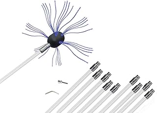 chimney sweep kit Chimney Sweep Kit, Chimney Sweep Kit Nylon Brush Head Duct Vent With Cleaning Set 6/8/10/12 Pole Chimney Sweep Kit Flexible Chimney Brush For Fireplace Dry Vent ( Color : Blue , Size