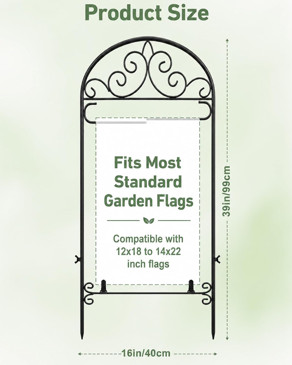 Garden Flag Holder, Heavy Duty Metal Yard Flag Stand for Outside, Windproof Sturdy Flags Stand Pole Fits Max 14in x 22in Flags - Outdoor Lawn Decor(Without Flag) image 3