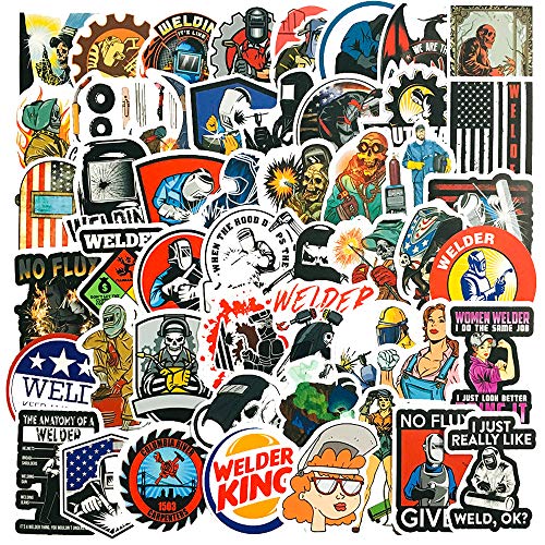 50PCS Welding Workers Stickers,Waterproof Vinyl Stickers for Water Bottles Laptop Motorcycle Computer Decal