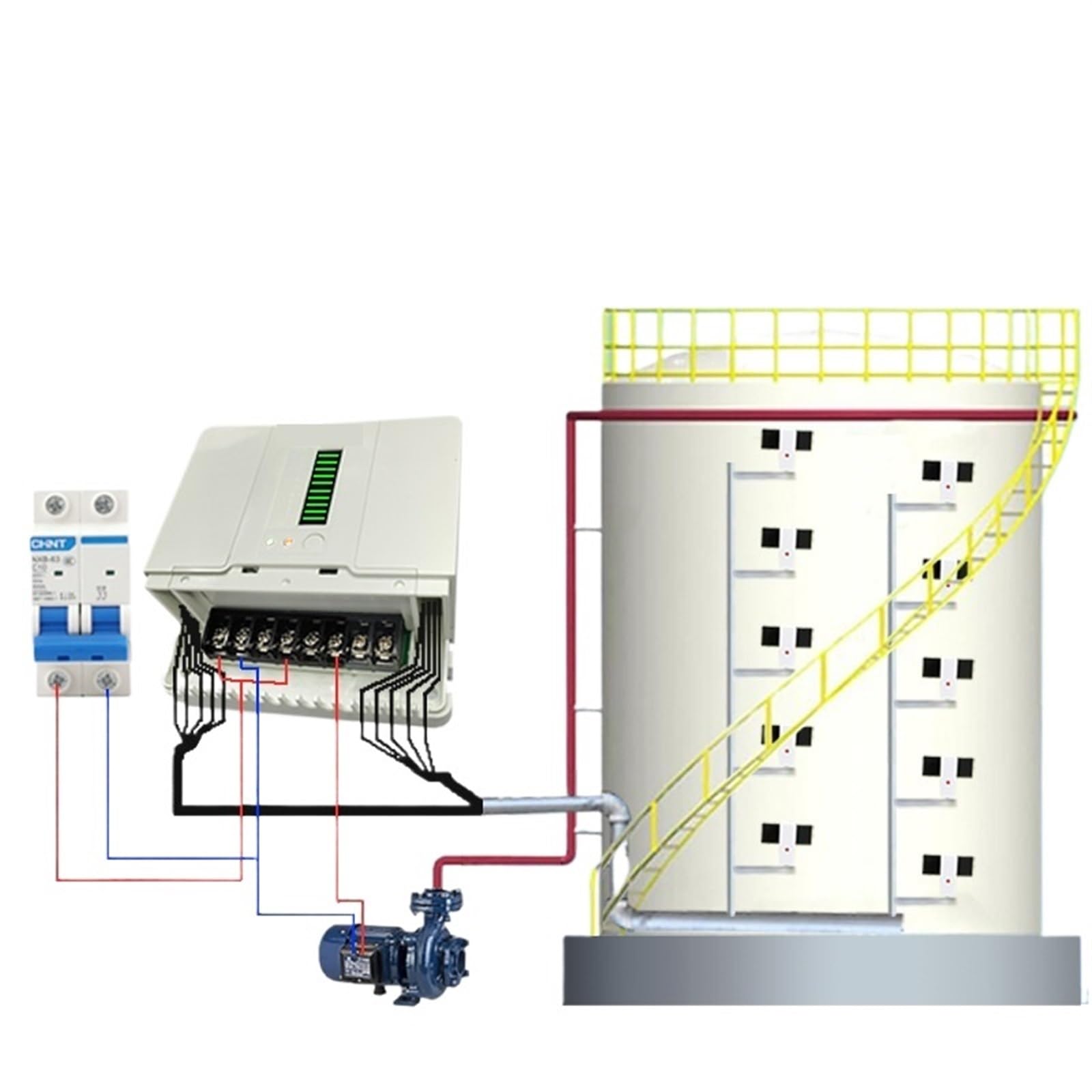 Controlador automático de tratamiento agua inteligente con sensor detección nivel múltiples puntos y pantalla en tiempo real Tanque industrial(CY10-Y26-5P)