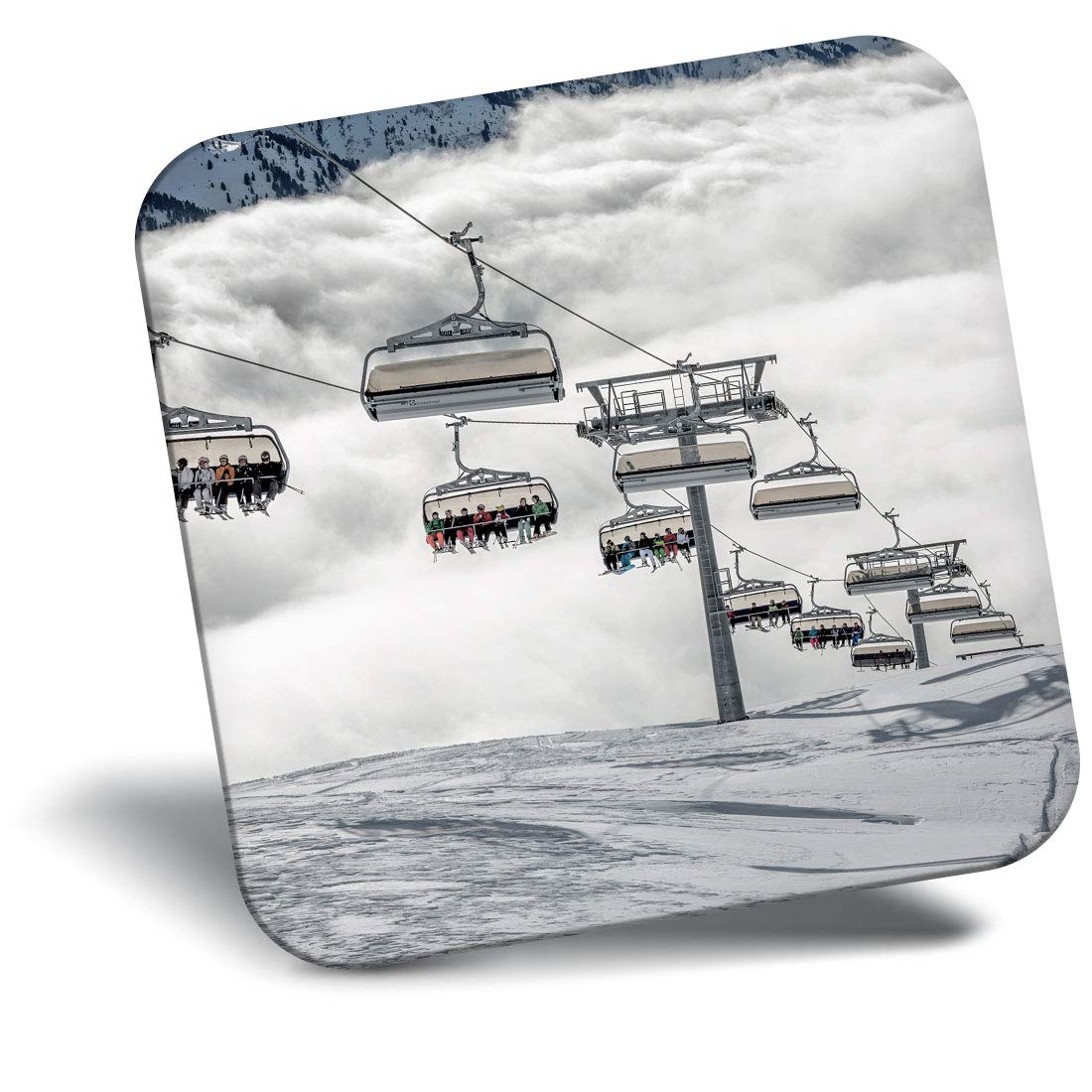 Destination Vinyl ltd Fridge Magnet - Ski Lifts Mayrhofen Austria Skiing Snow Sports 24201