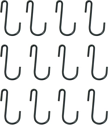Miniatura 1 de Huji Ganchos colgantes resistentes en forma de S para utensilios de cocina, ollas, sartenes, utensilios (juego de 6, ganchos en forma de S de hierro