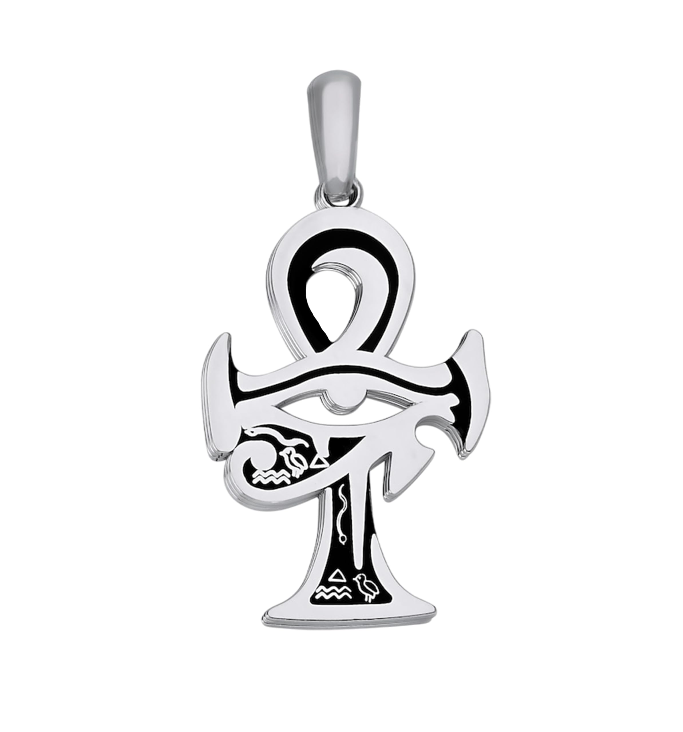 Only faith Colgantes Esotéricos de Plata de ley 925, Sello de 7 Arcángeles y Cruz Egipcia con Ojo de Horus, 3 cm