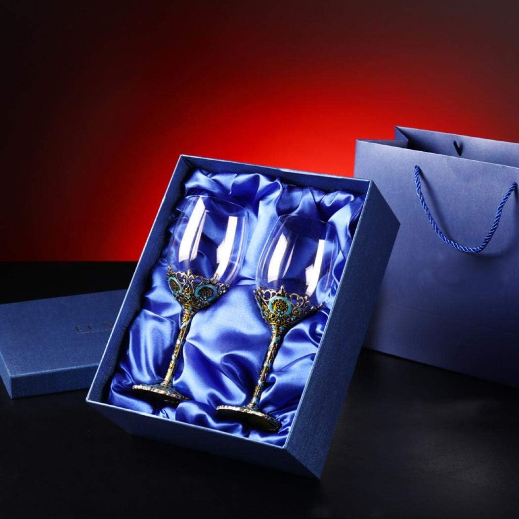 Simcat Handmade Painted Enamel Flower Glass Wine Glasses Transparent Refined Goblet, Stem For Cabernet, Gifts (2 Gift Box) - Image 2