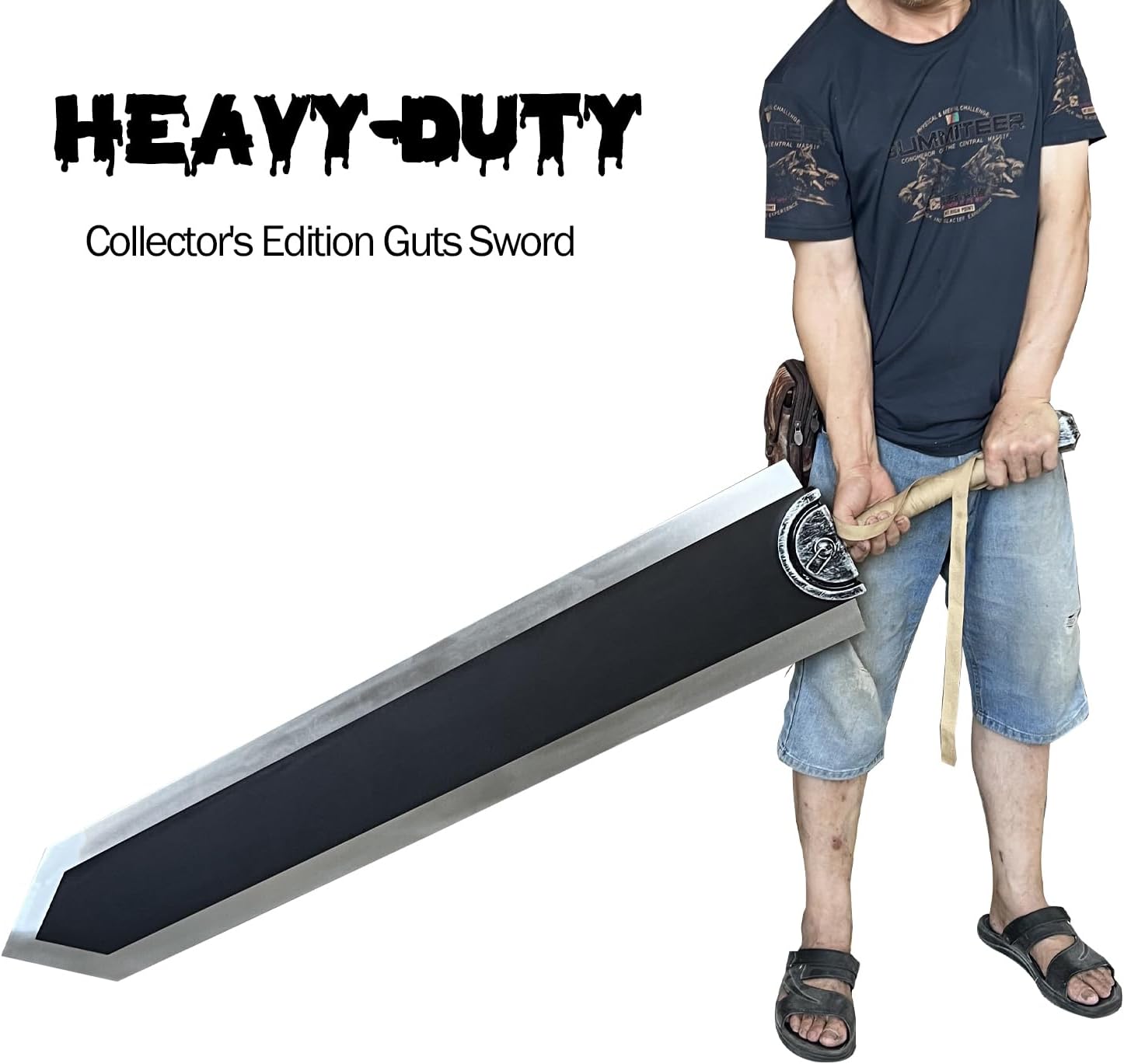 60" Berserk Guts Dragon Slayer Sword Heavy Duty Version - 16.8lbs Stainless Steel Blade, Giant Anime Collectible Replica for Display