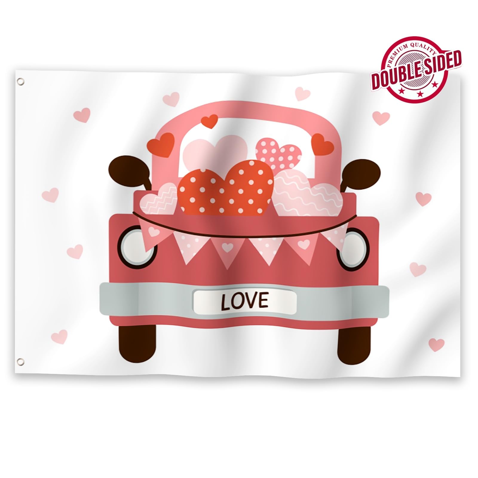 Aoihrraan Love Flag 150x250cm Bandera Rosa De Coches De Dibujos Animados Amor Celebración Aire Libre Pancarta Bandera Decorada Para Fiestas Porche Jardín Familiar Con 2 Sólidos Anillos De Protección