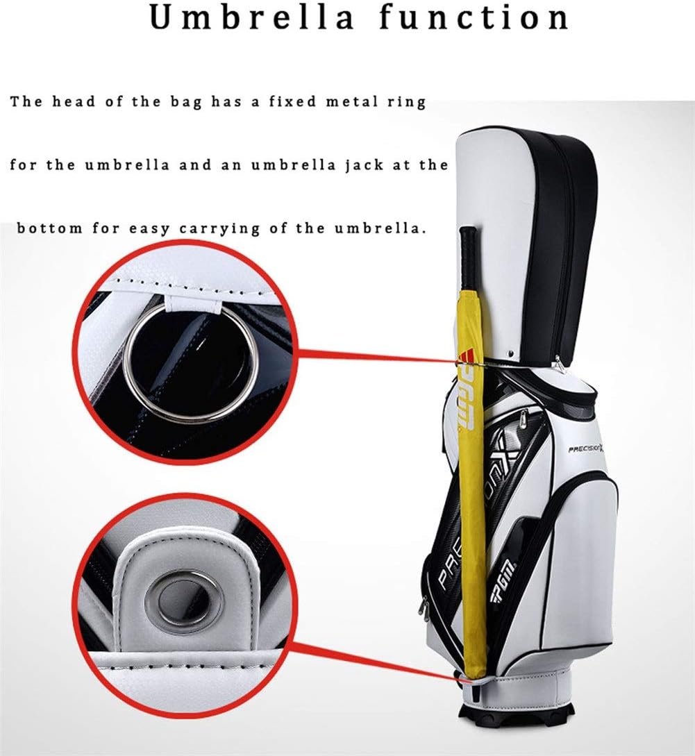 WYSTAO Golf Bag Cover Waterproof Pu Leather Waterproof Portable Black and White Red Golf Bag Padded Shoulder Strap Golf Bag Suitcase Golf Bag Tube (Color : A) : Sports & Outdoors