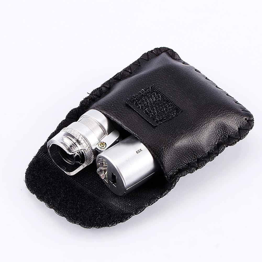 Microscopio de Bolsillo 60X, Mini Microscopio Monoculo, Lupa de Joyería Portátil, con Luz LED, Lupa de Mano para Joyería, Diamantes, Gemas, Monedas