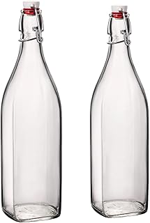 Bormioli Rocco 33.75oz Swing Bottle (Set of 2) - Reusable Glass with Airtight Leakproof Swing Tops, BPA-Free Office Water Bottle, Great for Homemade Syrups, Dressings, Infused Oils, Fresh Juices