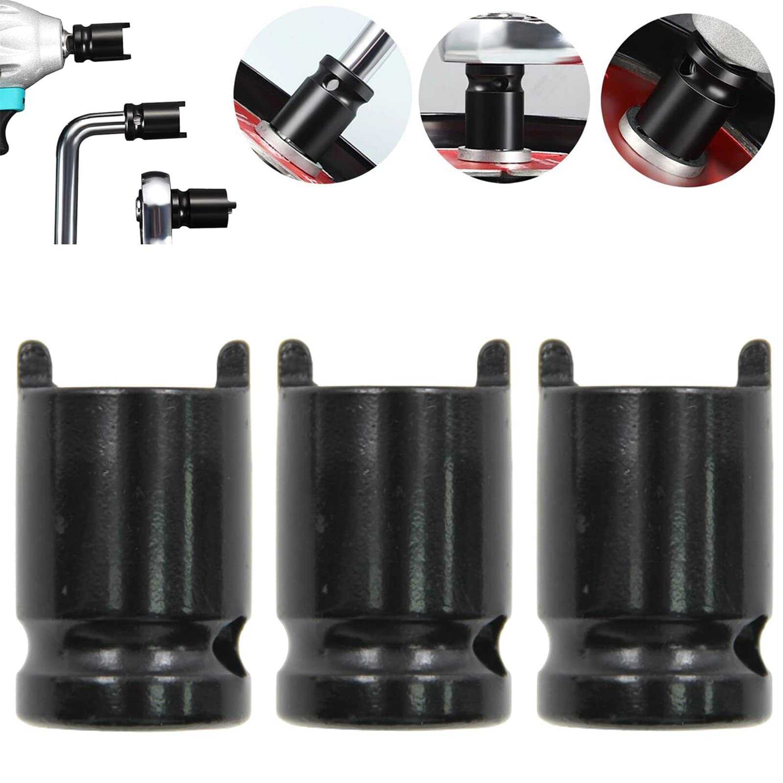 FETNHU 3Pcs Angle Grinder Socket Wrench, Universal Manual Electric Wrench Sleeve, Ratchet Wrenches Compatible With All 1/2 Ports