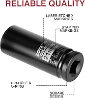 Vista 3 de Juego de llaves de vaso de impacto profundo de 1/2" x 21 mm de 6 PT, CR-MO, Juego de llaves de tuerca de eje de 1/2 pulgada de 6 puntos para fácil