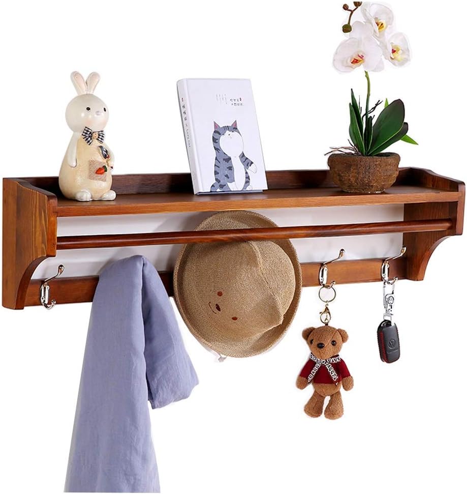 Coat Rack Wall Mount with Triple Hooks Wall Mount Coat Rack with Hooks, Coat Rack with Shelf - Perfect for Hats, Coats, Kitchen, Bedroom/Primary Color
