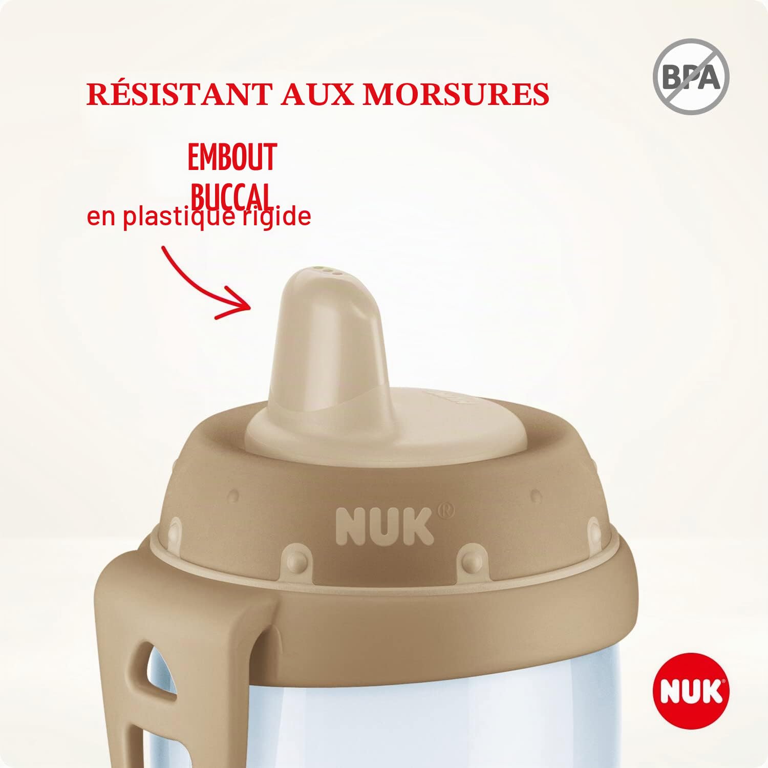 NUK Disney Roi Lion Kiddy Cup avec bec dur, 300 ml, anti-fuite, à partir de 12 mois, sans BPA, beige, 1 pièce