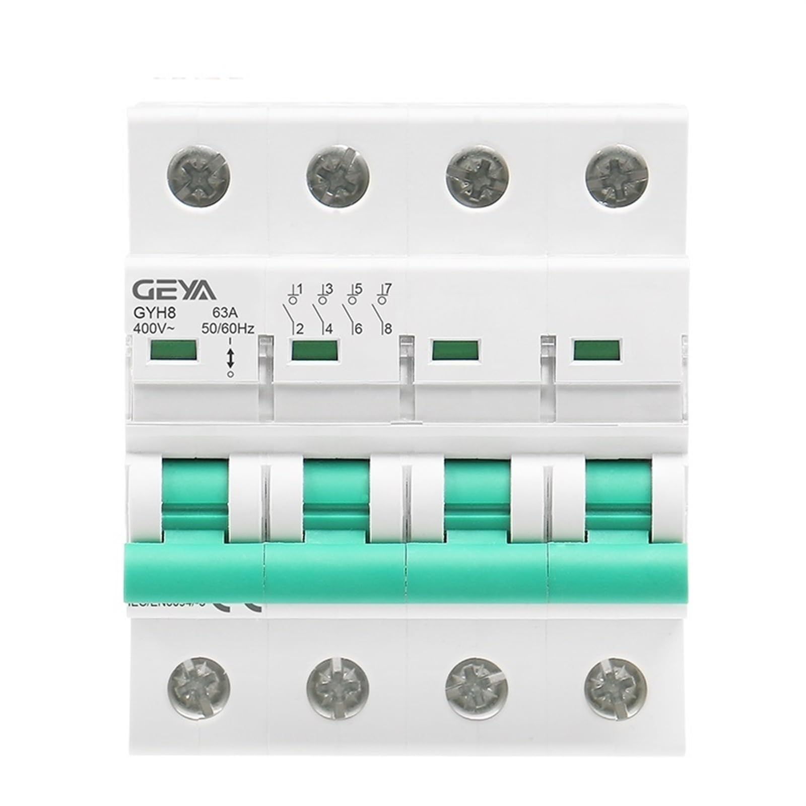 GJEXXPTST GYH8 Din Rail 4 Pole Isolating Switch 400V Main 63A 100A 125A Isolator Breaker(100a)