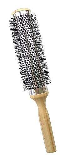 Tredoni Cepillo de pelo redondo de secado térmico de 2.2 pulgadas, cabezal de cepillo alargado de aluminio, mango de bambú (2.2 pulgadas 2.165in) Tredoni Cepillo de pelo redondo de secado térmico de 2.2 pulgadas, cabezal de cepillo alargado de aluminio, mango de bambú (2.2 pulgadas 2.165in)