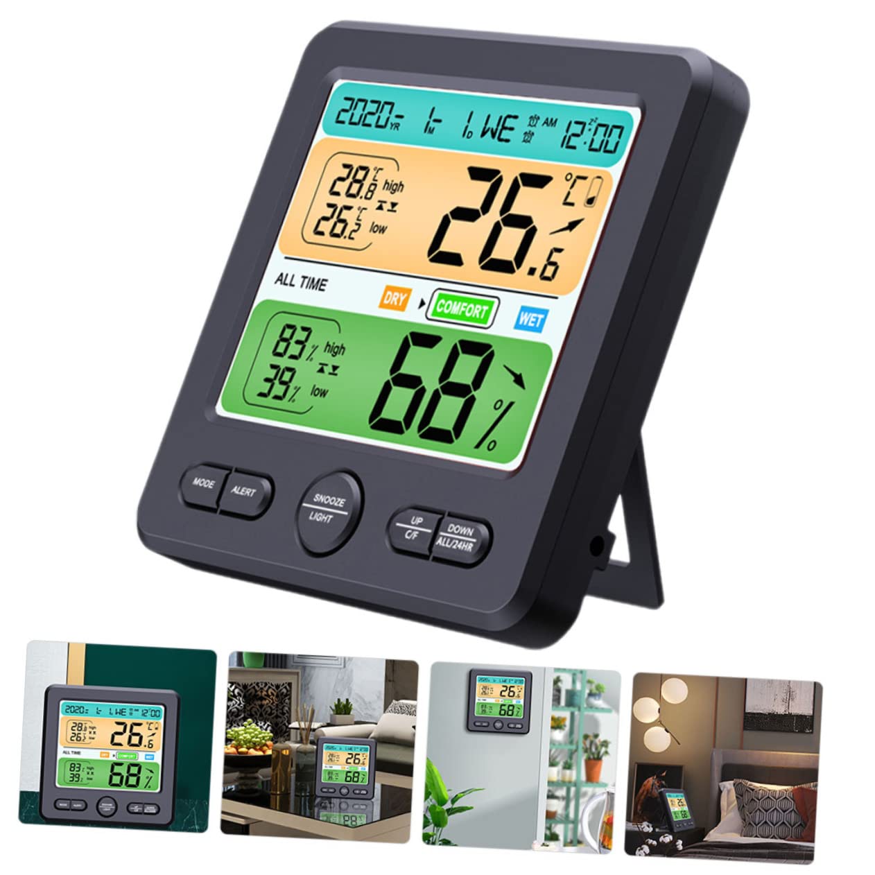 SUPVOX Termometro Digitale Misuratore Di Umidità Interna Per Casa e Ufficio Display Ampio e Leggibile Per Cameretta Soggiorno Cucina Asilo