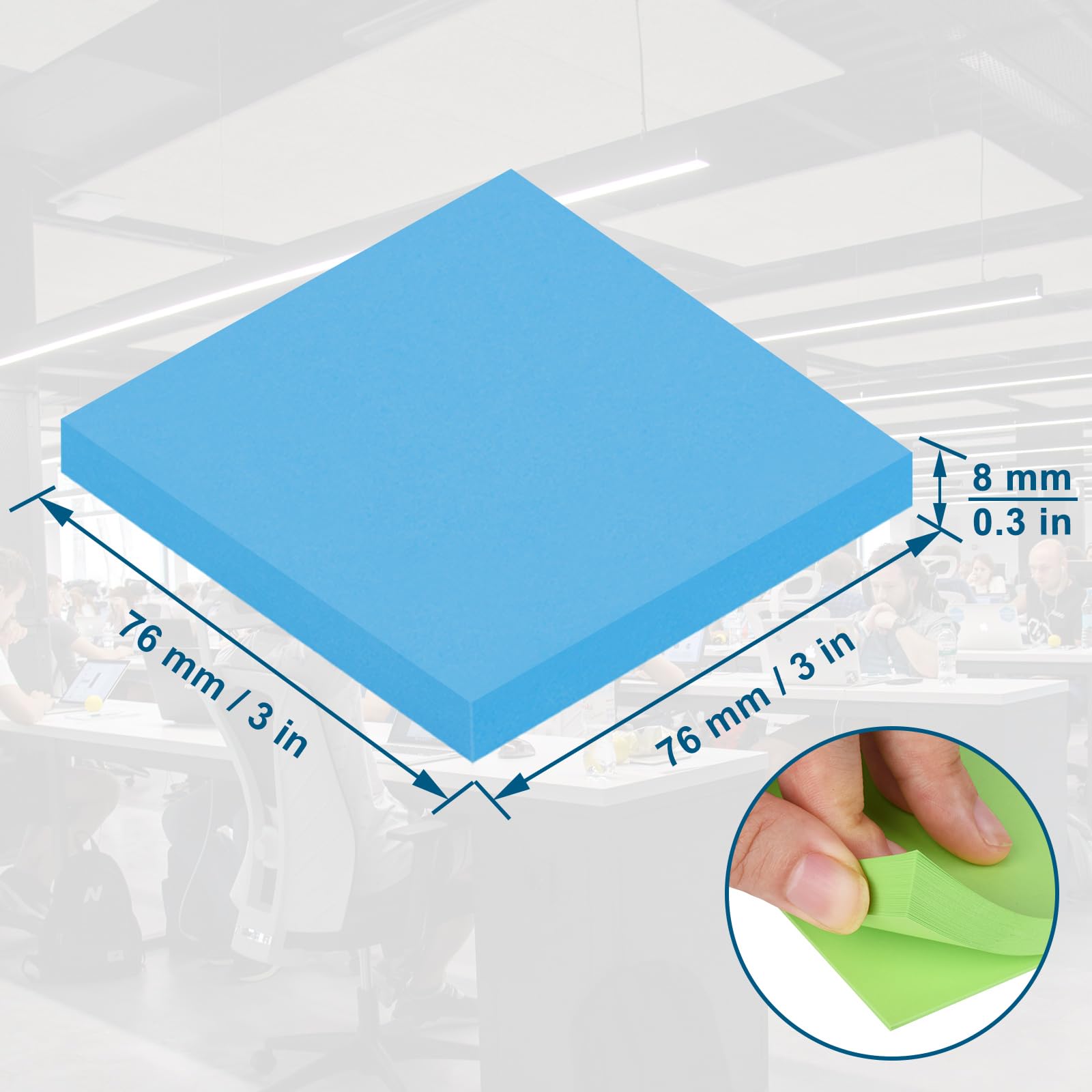Blocchetti di Foglietti Adesivi Neon 76mm x 76mm, 80 Fogli per Blocco, Promemoria e Annotazione