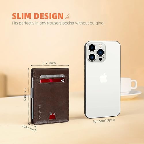 Miniatura 3 de RUNBOX Billetera delgada para hombre con clip de dinero, bloqueo RFID, bolsillo frontal, minimalista, bifold, tarjetero de crédito para hombres con