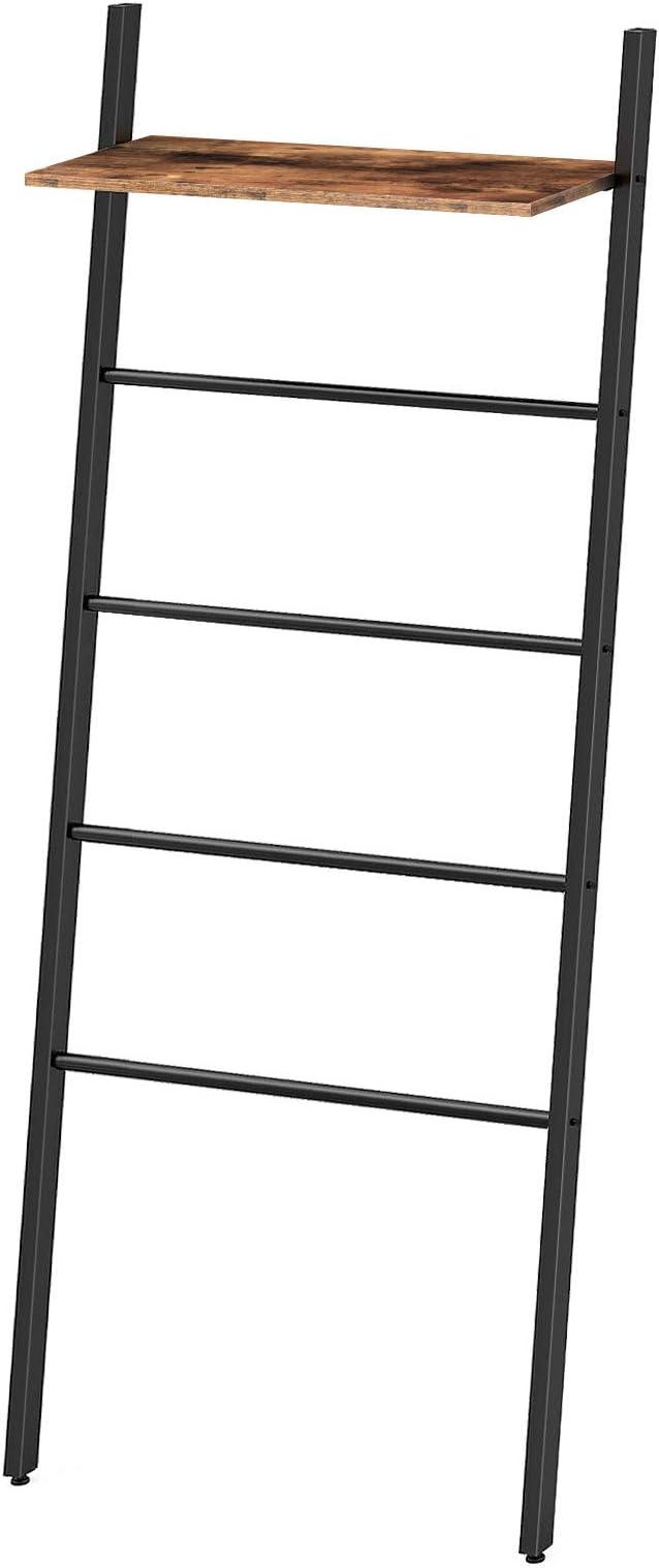 HOOBRO Blanket Ladder, 5Tier Wall Leaning Towel Rack, Ladder Shelf, Blanket Rack