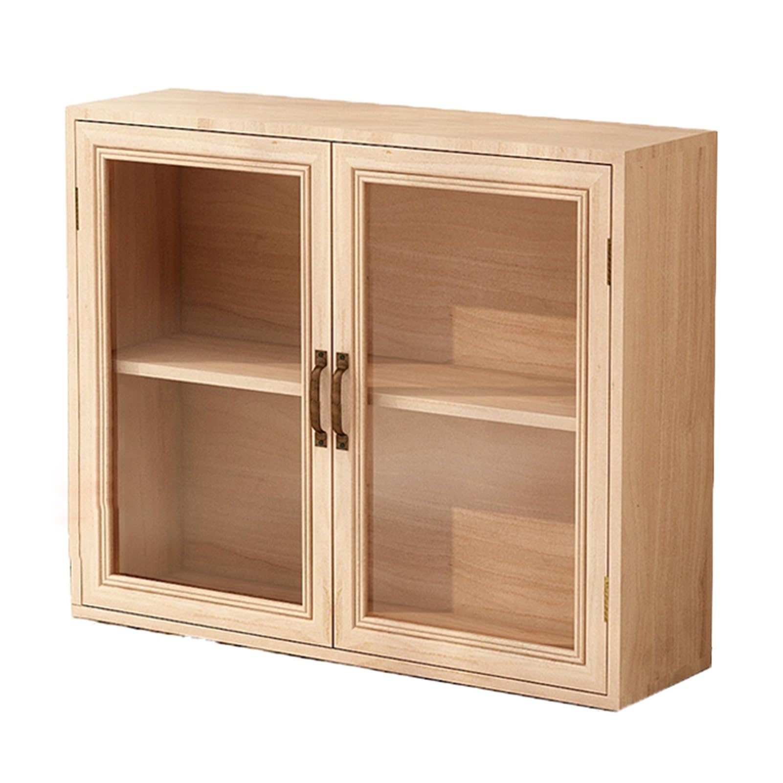 LXBAMKEA Wooden Display Cabinets, Figures And Curio Collectibles Display Case, Large Capacity Storage Showcase, Home Office Playroom Bedroom Ornaments Racks(Wood color,17.72x5.12x14.57in/45x13x37CM)