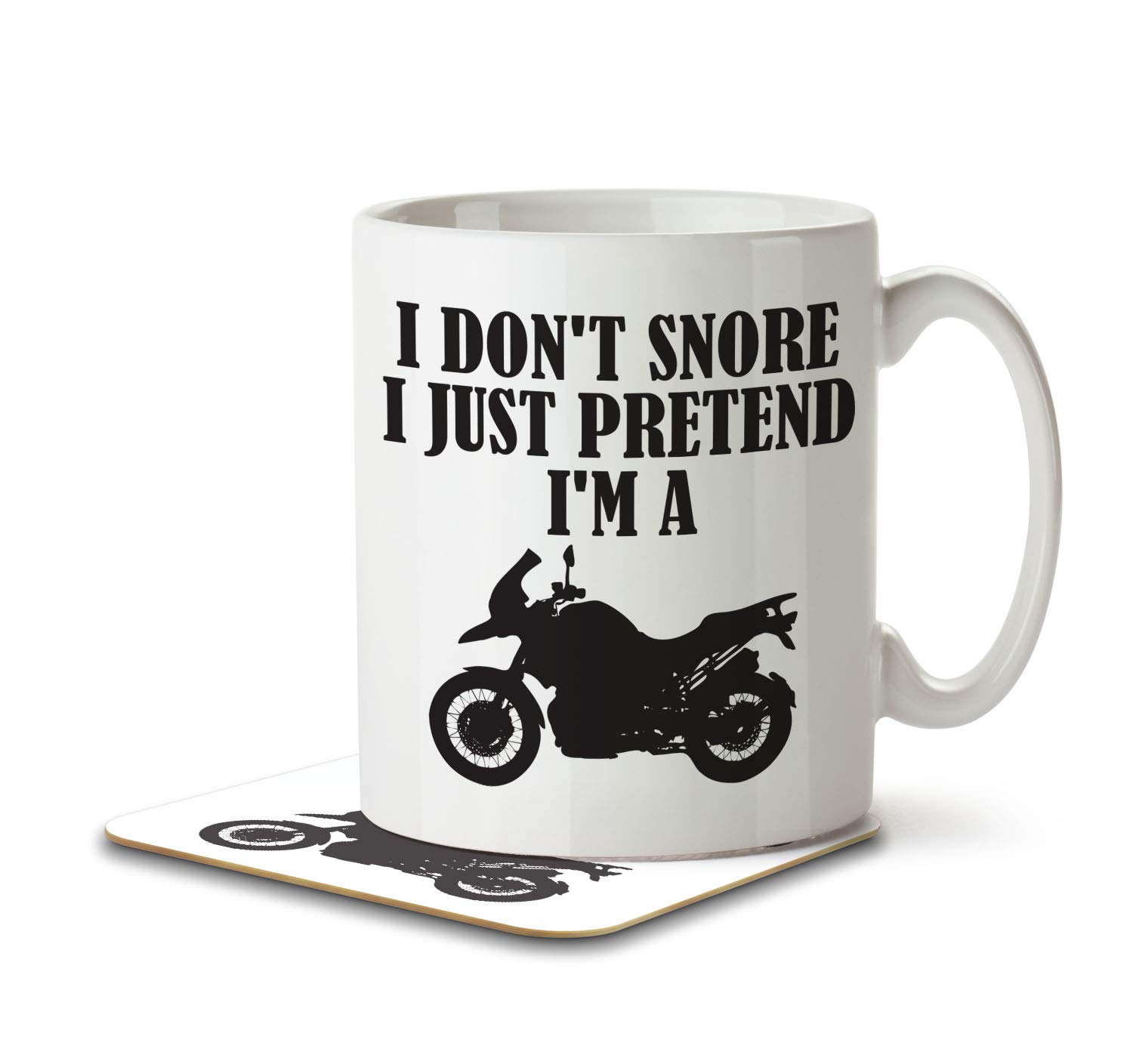 The Inky Penguin White - I Don't Snore, I Just Pretend I'm A Motorbike - Snoring Mug And Coaster, Ceramic, 11Fl. Oz.