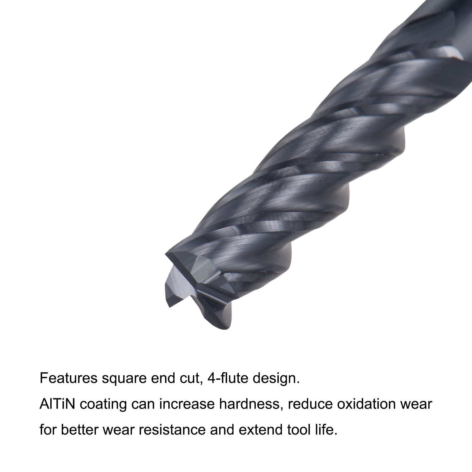 sourcing map VHM Schaftfräser 8 mm, 4 Zähne, Klingenlänge 35 mm Geschwärzt (passiviert)-Beschichtung CNC Fräser für Edelstahl, Verbundwerkstoffe und Legierungen, Schwarz