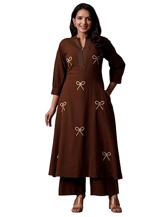INDO ERA Women's A-Line Pure Cotton Floral Printed Kurta & Palazzo Set | Cord Set For Women Cotton