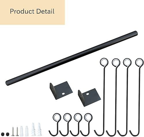 Vista 7 de Soporte para tazas de café montado en la pared, moderno soporte de metal para tazas de té, riel de 15.7 pulgadas con 8 ganchos para utensilios