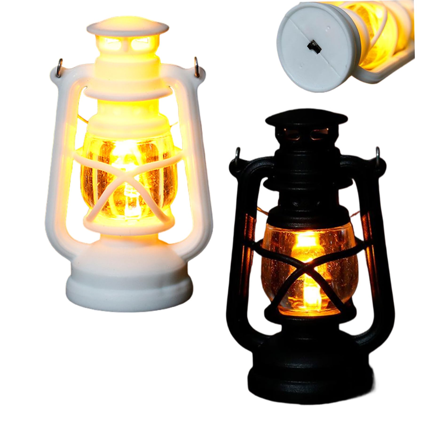 2Pcs Dollhouse Lighting Small Retro Glowing Oil Lamp Dollhouse Miniatures Creative Lights Battery Operated for Accessories Chandelier