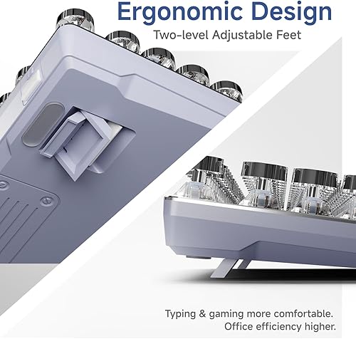 Miniatura 7 de EWEADN - Teclado mecánico inalámbrico, 104 teclas de color degradado con retroiluminación blanca, anti-fantasma, interruptor azul
