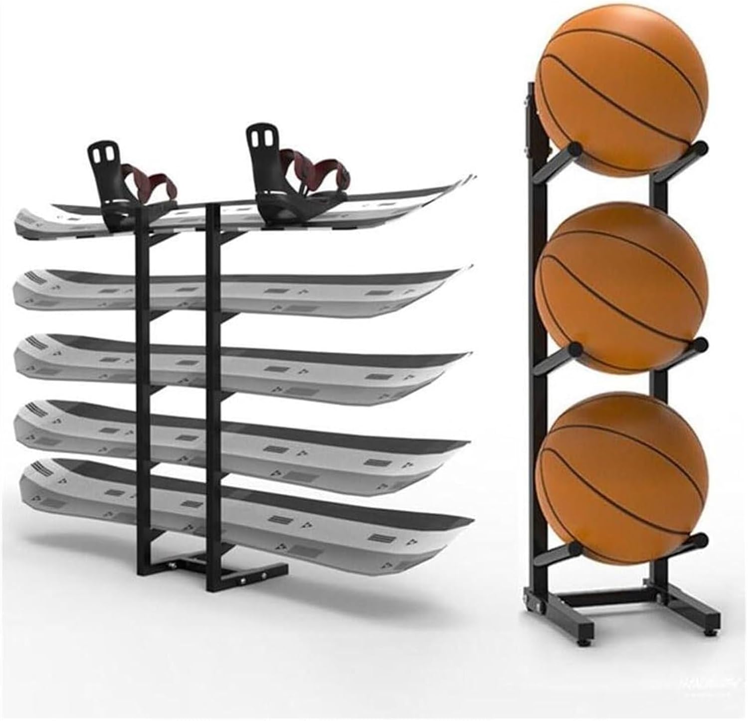 Skateboard Rack - Floor-Standing Organizer for Skateboards, Skis, and Scooters - Durable Metal Storage Solution for Sports Mats - Space-Saving Display Stand