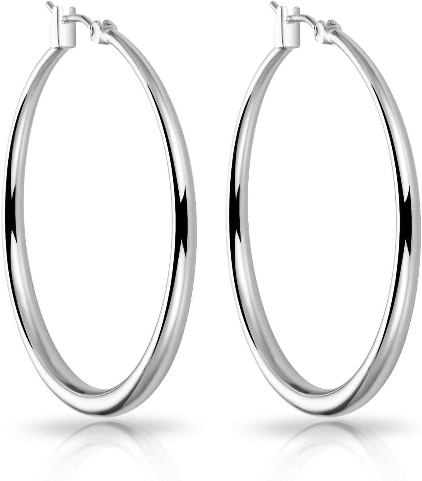 Philip Jones Silver Plated 40mm Hoop Earrings
