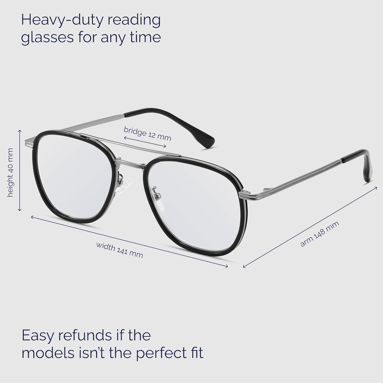 CCVOO Iconic Aviator Reading Glasses - Premium Readers in Gold/Black - UV & Blue Light Blocking Lenses - Image 7