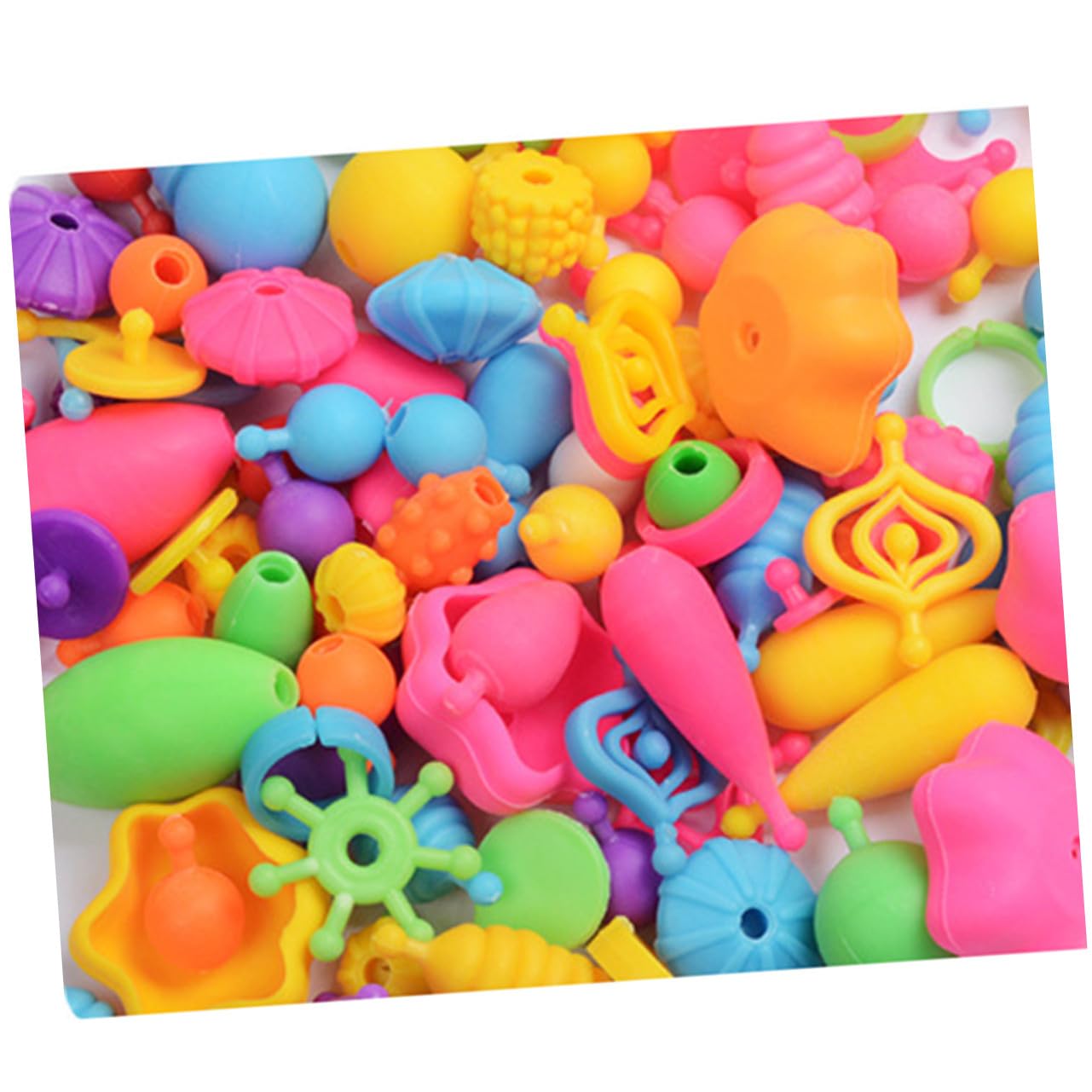 KOMBIUDA 1 boîte Coffret DIY Perles Plastique pour Fabrication Bijoux Garçon Fille Bracelet et Collier Boîte Portable Bleue avec Perles Colorées Activité Manuelle Créative pour Fille et