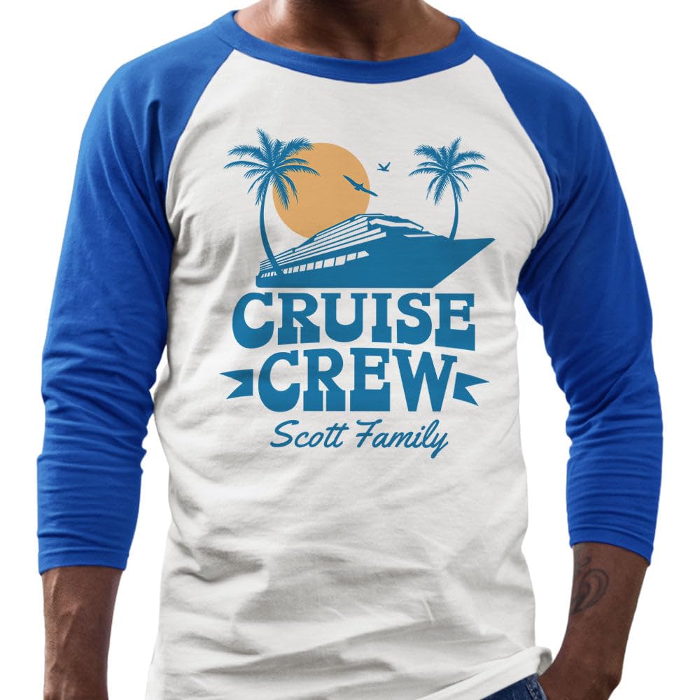Cruise Crew Scott Family Three-Quarter Raglan Sleeve Baseball Shirt Unisex X-Small White/Royal