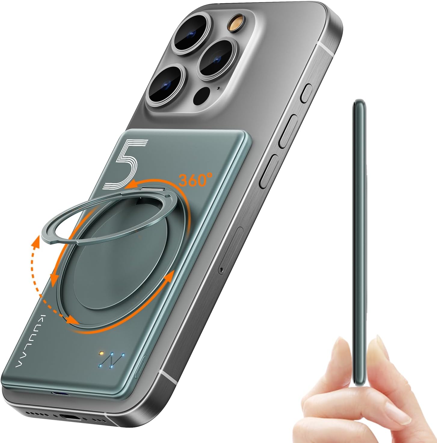 Kuulaa Magnetic Portable Charger 5000mAh with Rotable Stand