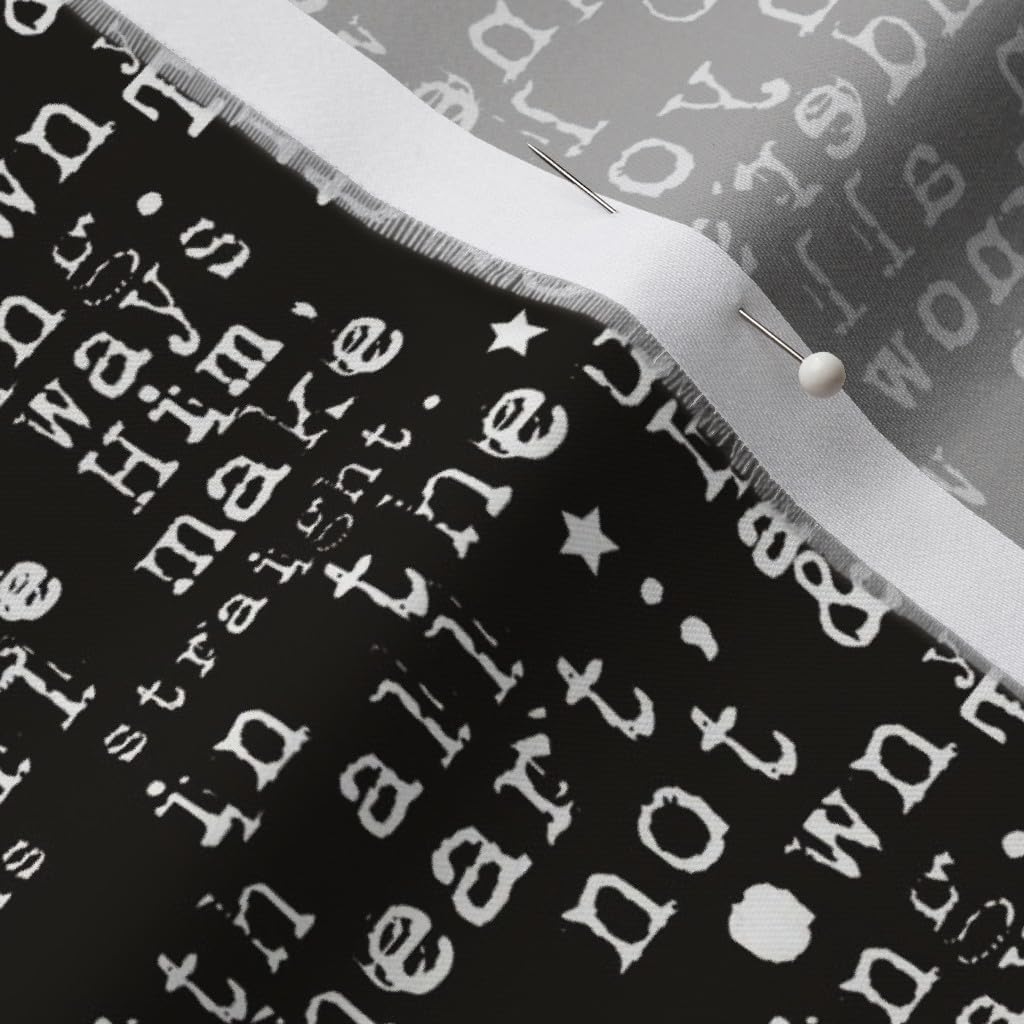 Spoonflower Fabric - Scripture White Text Black Background Bible Typewriter Printed on Organic Cotton Sateen Fabric by The Yard - Sewing Quilting Apparel Home Decor
