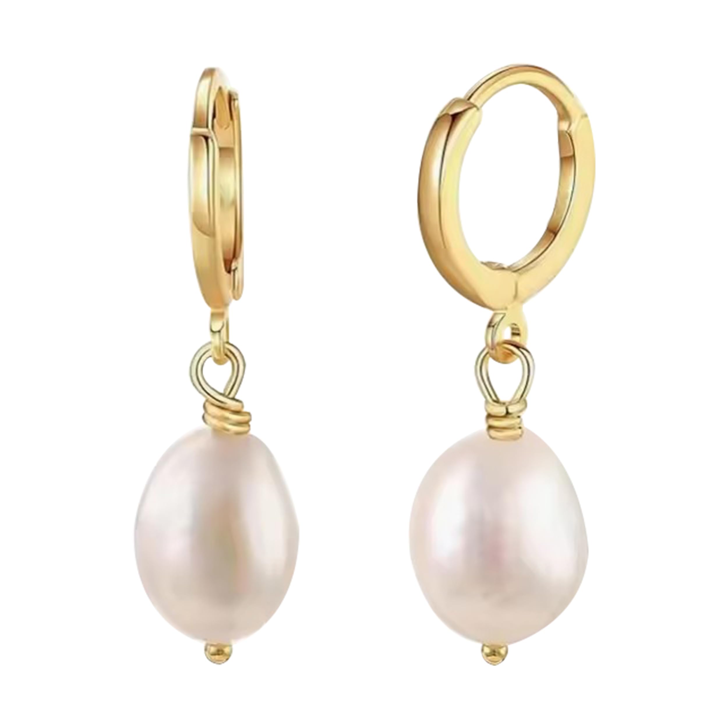 Pearl Drop Earrings Women Stainless Steel Dangling Freshwater Cultured Pearls Leather Jewelry