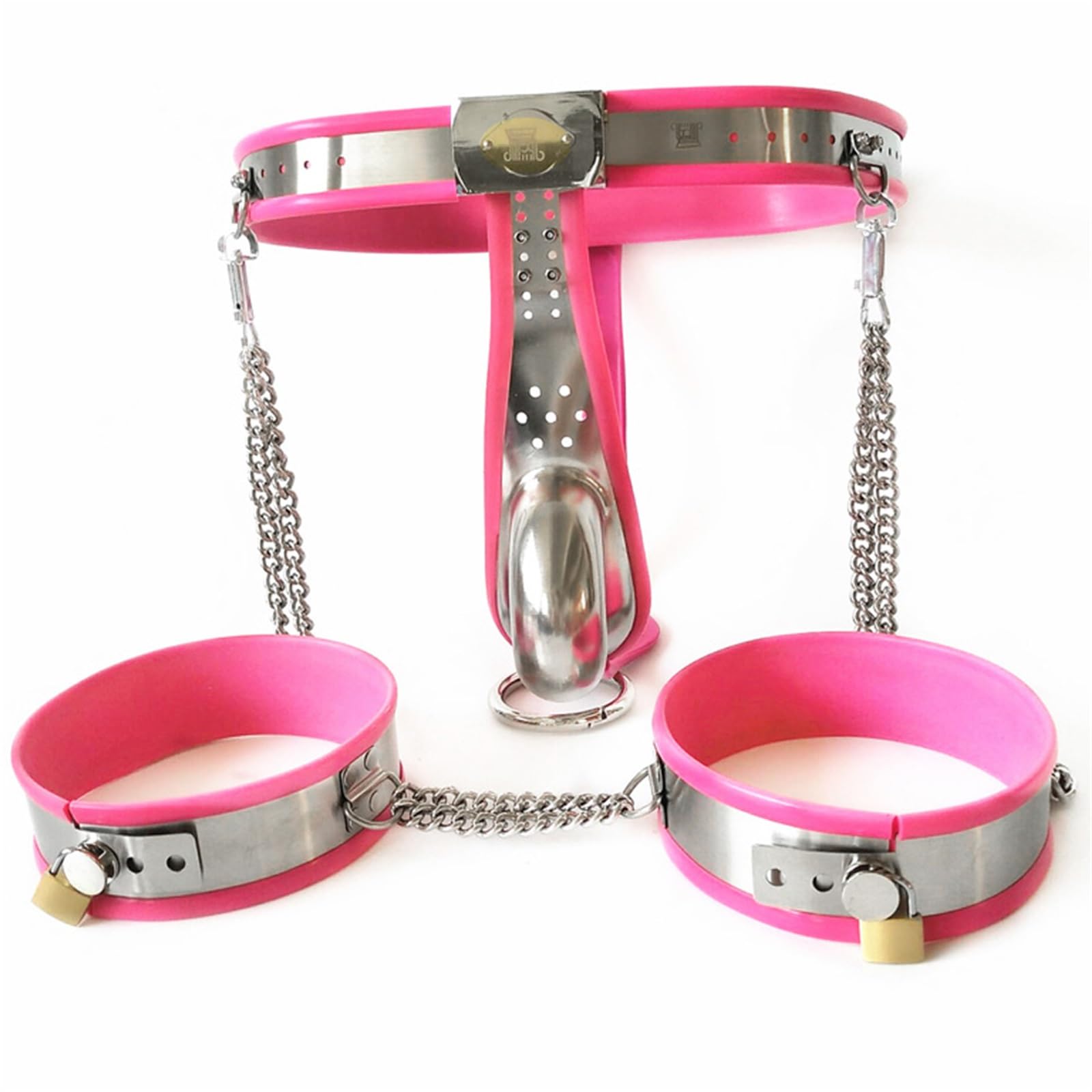 Ceinture de chasteté BDSM for hommes avec plug anal, colliers de bondage for les jambes, cage à pénis en acier inoxydable BDSM, dispositif de chasteté for hommes et couples(90cm-100cm)