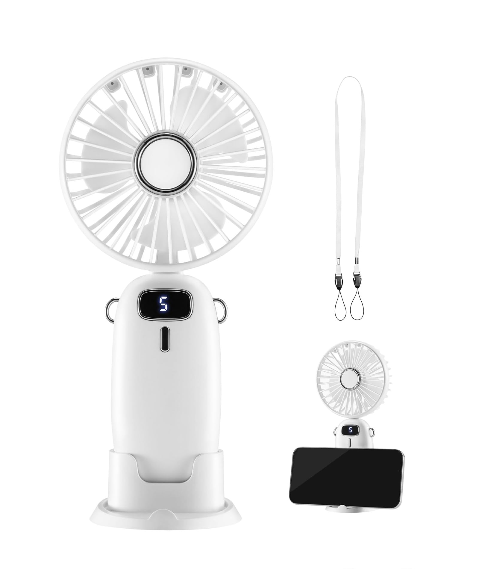 YSFVNP Portable Fan, Hand Fan Low Noise Mini Fan 2000mAh Battery Operated Fan with LED Display, 5 Speed Lash Fan Makeup Fan and Easy Portability for Indoor and Outdoor Use (B0D6BK2F2N) Amazon Price History, Amazon Price Tracker