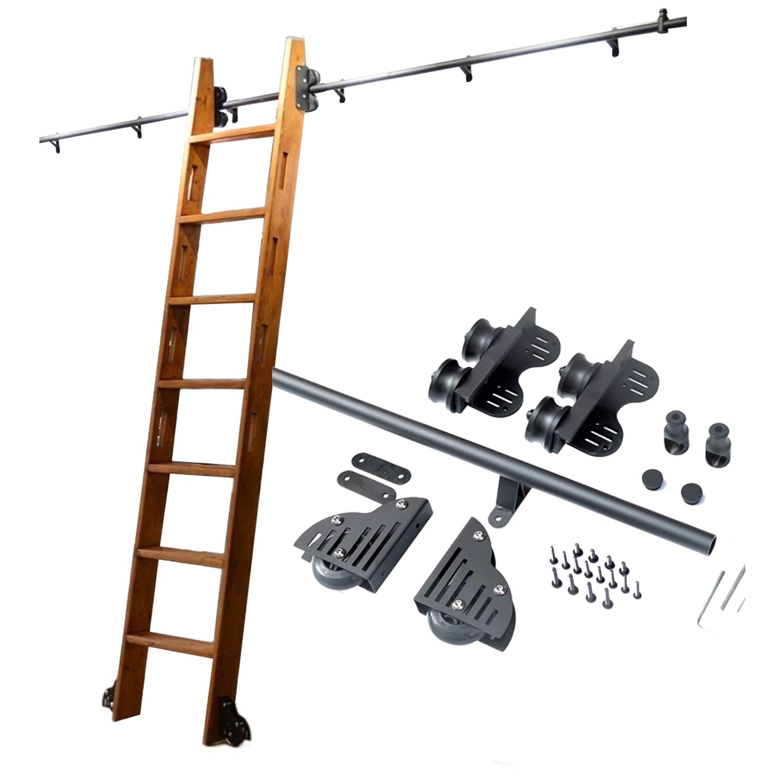 Kit de quincaillerie pour échelle roulante et rail coulissant de porte de grange 1m à 6m